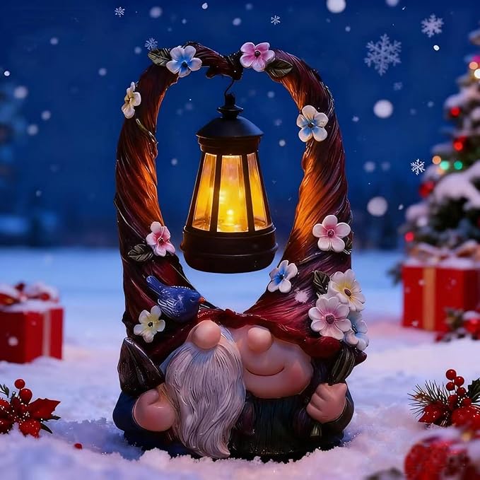 Outdoor Couple Gnome Decorations with Solar Light Lantern Double Cute Gnomes Resin Statues Outdoor Decor Gifts for Valentine's Day Anniversary(Couple Gnome)