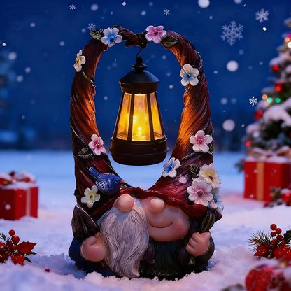 Outdoor Couple Gnome Decorations with Solar Light Lantern Double Cute Gnomes Resin Statues Outdoor Decor Gifts for Valentine's Day Anniversary(Couple Gnome)