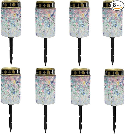 Blue Flower Outdoor Lanterns Waterproof Solar Garden Lights Flameless Solar Pathway Lights for Outside Landscape Decorative Lighting for Yard Patio Solar Walkway Lights LED Lantern