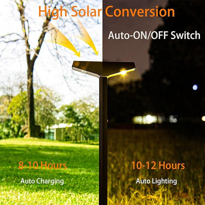 Anern Solar Pathway Lights Outdoor, 2 Pack Driveway Lights with Larger Solar Panel, Auto On/Off up to 10 Hrs Waterproof Outdoor Lights for Yard, Patio, Lawn (Warm White)