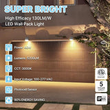 HYPERLITE LED Wall Pack Light: 40W 3000K Wall Pack Lights Outdoor with Dusk to Dawn Photocell, 5200lm ETL Listed | Lumora