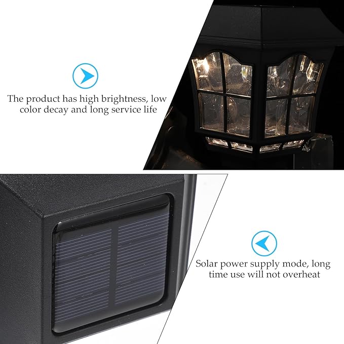 2pcs Solar Wall Lights Outdoor Waterproof Solar LED Yard Lamps Warm White Garden Path Lights for Patio Lawn Landscape Lighting