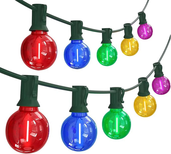 SUNSGNE 25FT LED Globe Christmas Lights with 25 Shatterproof G40 LED Clear Multicolor Round Bulbs, Waterproof | Lumora
