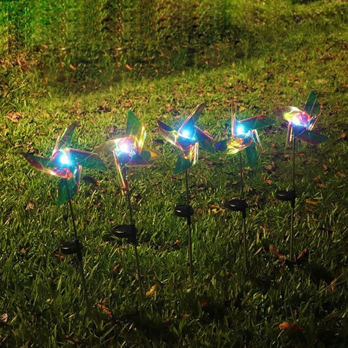 Ulalaza 2PCS Garden Solar Lights Multi-Color Changing 4 LED Flower Stake Light Decorative Landscape Lawn Yard Outdoor Lights Length 72mm/3inch