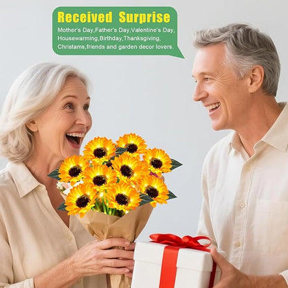 Solar Sunflower Lights Outdoor Waterproof 4 Pack Solar Flowers Lights for Garden Decor Patio Yard,Birthday Gifts for Mom Grandma