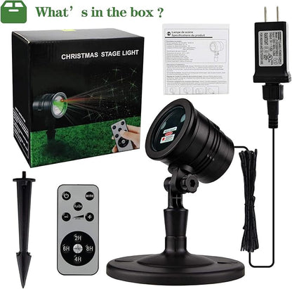 Christmas Projector Lights Outdoor, Led Christmas Laser Lights Landscape Spotlight Red and Green Star Show Waterproof with Remote Decorative Patterns for Indoor Outdoor Garden Patio Wall Holiday