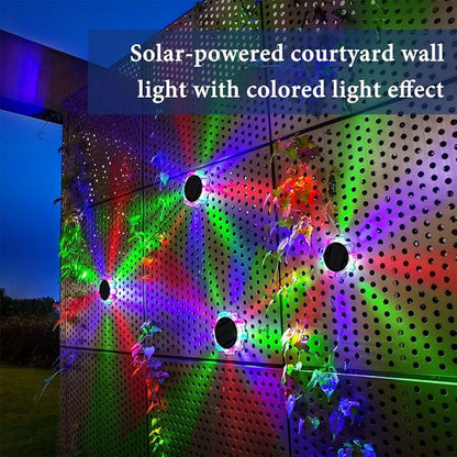 Solar Lights Outdoor 2 Pack, IP65 Waterproof RGB Multi-Color Auto On/Off LED Fence & Ground Lights for Garden, Pathway, Patio, Deck Landscape Lighting