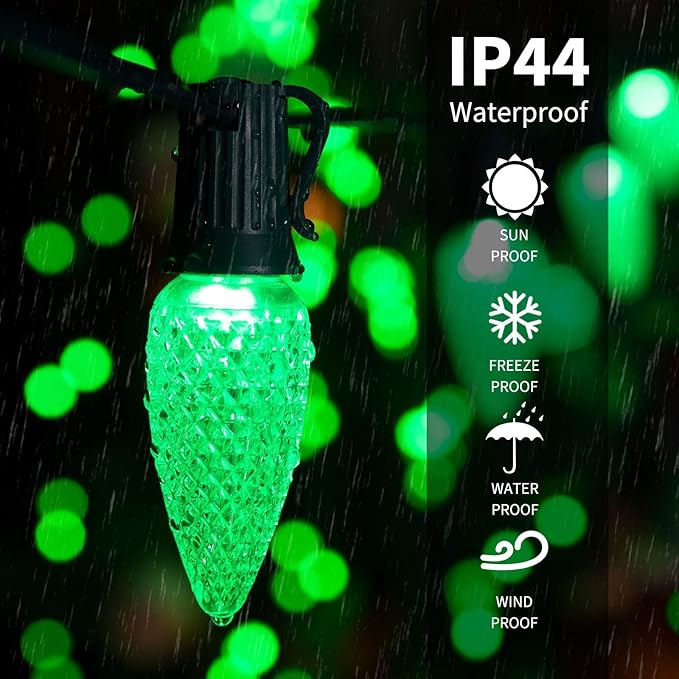 Minetom C9 Christmas String Lights, 100 Ft Multicolor C9 Outdoor Christmas Lights with 100 Strawberry Led Bulbs, Connectable UL Certified for Outdoor Indoor Roofline Holiday Backyard Xmas Decor