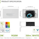 ASD LED Recessed Step Light Fixture, Outdoor & Indoor Tread Lighting | RGBW, Smart, Waterproof, ETL Listed | 3W | Lumora