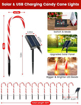 BOSSERN Upgraded 24 Pack Candy Cane Solar Christmas Lights Waterproof, Rechargeable Pathway Lights with Remote | Lumora