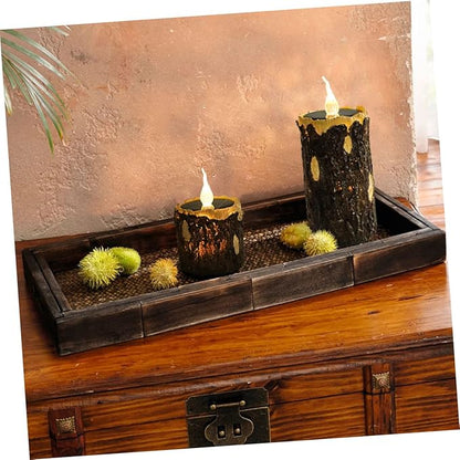 VANZACK Wood Grain Solar Pathway Light Outdoor Garden Decorative Stump Lamp for Landscape