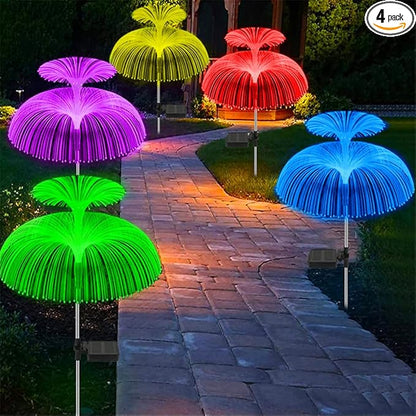 4-Pack Solar Pathway Lights Outdoor Garden Jellyfish Decor Lawn Lights Solar Power Waterproof Yard Walkway Patio Decor Flowers Lamp
