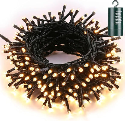 Toodour Battery Christmas Lights, 68.9ft 200 LED Christmas String Lights with 8 Twinkle Modes, Timer, Waterproof Battery Operated String Light for Home, Party, Holiday, Xmas Decor - Warm White
