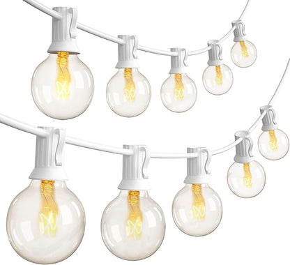 SUNSGNE 100Ft Patio String Lights, G40 Outdoor String Lights with 105 Clear Globe Edison Bulbs(5 Spare), 5 Watt Globe Bulb String Light for Indoor Outdoor Commercial Decor, White Wire