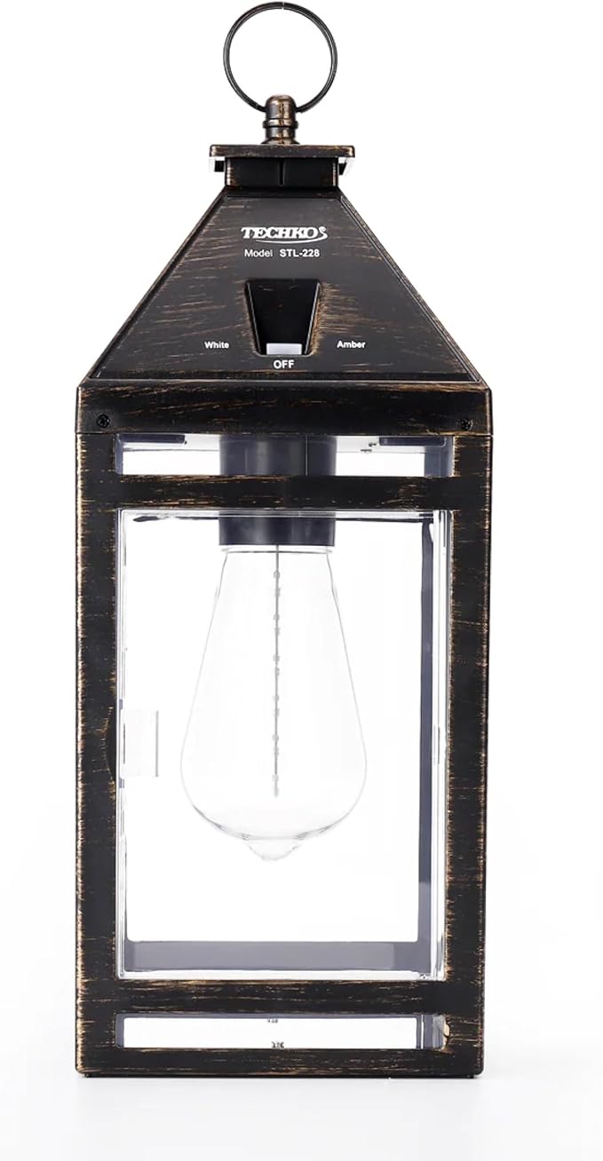 TECHKO STL-228 STL-228-1 Outdoor Solar Lantern, Edison Bulb