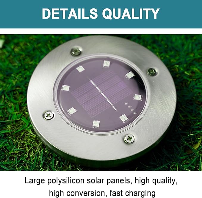 Color Changing Solar Ground Lights Outdoor, 4 Pack 8 LED Color Changing Solar Disk Lights Waterproof Garden | Lumora