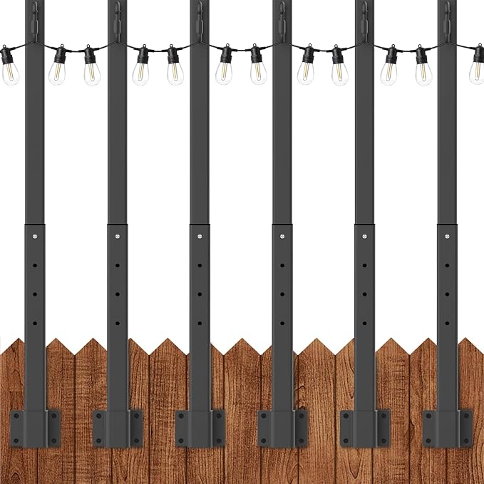 AILBTON 6 Pack 2.8Ft String Light Poles,Light Poles for Outside String Lights,Outdoor Light Poles with Fence | Lumora