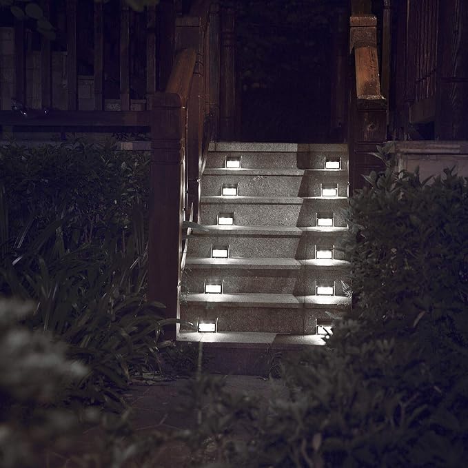 XLUX Solar Powered Lights for Deck Steps Stairs Fences Pathway Path, LED lamp, Outdoor Waterproof, White Light 12 | Lumora