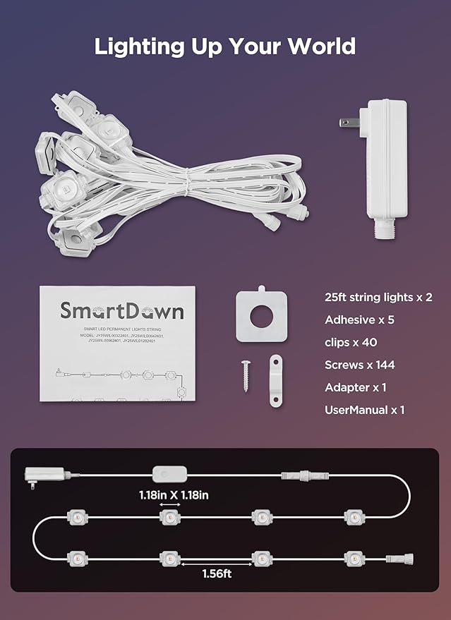 Permanent Outdoor Lights, 50FT with 32 Smart RGB LED Lights, DIY Scene Mode, IP68 Waterproof Christmas Lights for | Lumora