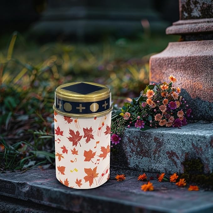 Thanksgiving Maple Leaf Solar Garden Stake Lights Outdoor Waterproof Halloween Party Lights LED Lantern Halloween Decor Outdoor Solar Powered Lights for Outside-Warm White