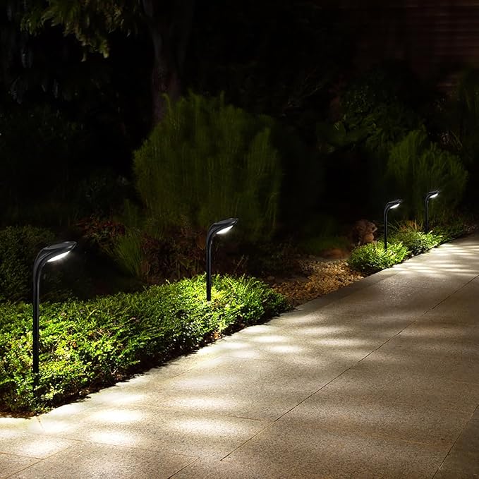 Solar Outdoor Pathway Lights, 4 Pack, Waterproof IP65, Stylish Snake Head Shape Design, Warm/Cool Light Dual Modes Switchable, Efficient Landscape Lighting for Garden, Walkway, Patio