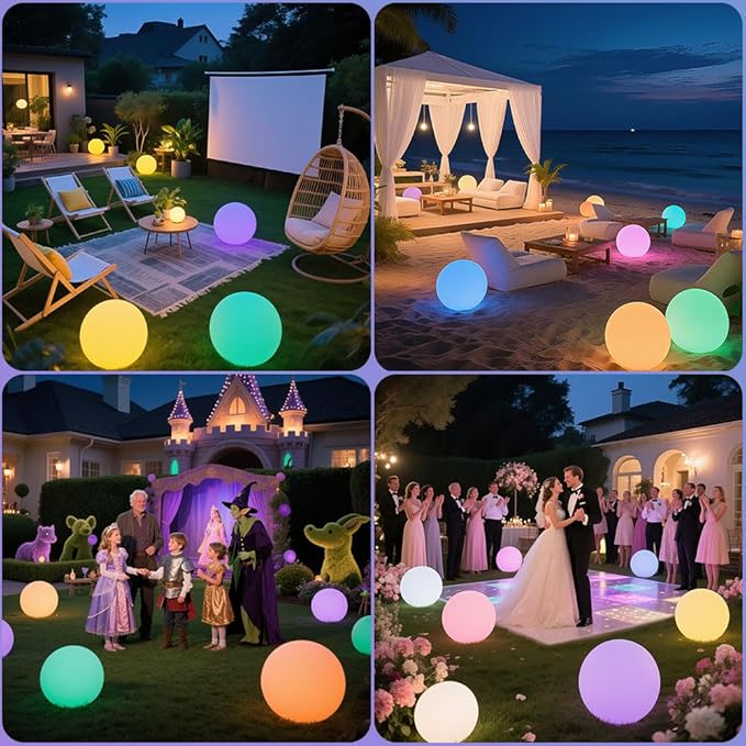 12-in Solar Garden Globe Light Outdoor, Solar Glowing Ball Light w/Remote, 16 RGB Color Changing Waterproof Large | Lumora