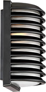 John Timberland Black Grid Modern Industrial Outdoor Wall Light Fixture 10" Frosted Glass Shade for Exterior Barn | Lumora