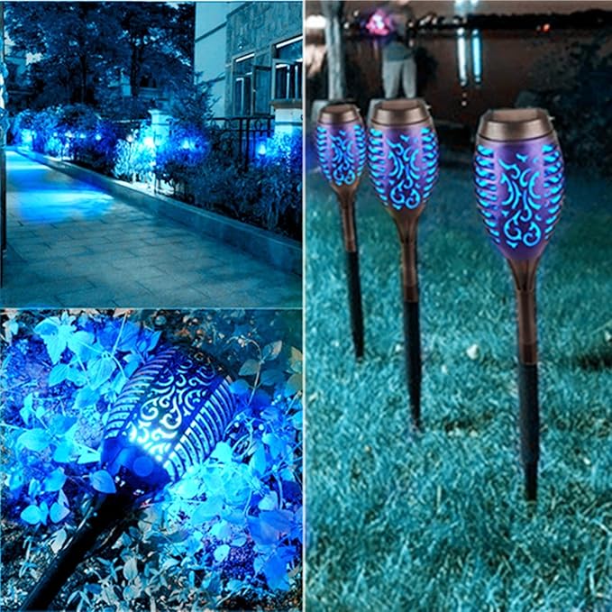 Solar Outside Torch Lights, Outdoor LED Flickering Flame for Garden Decor - 6 Pack, Waterpoorf Landscape Auto On Off Solar Powered Lights for Patio Lawn Yard Driveway Pathway