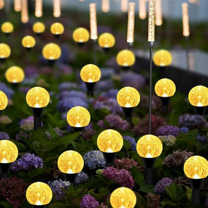 Solar Garden Path Lights 10pcs Outdoor Lawn Landscape Lighting Warm White Bubble Globe Solar Powered Decorative Ground Stakes for Patio Yard