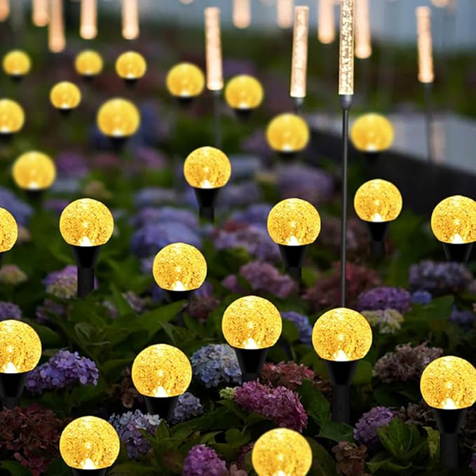 BESPORTBLE Versatile Solar Garden Bubble Ball Lights Set of 10 Warm Glow Outdoor Lawn Ground Solar Lamps for Patio Landscape Lighting