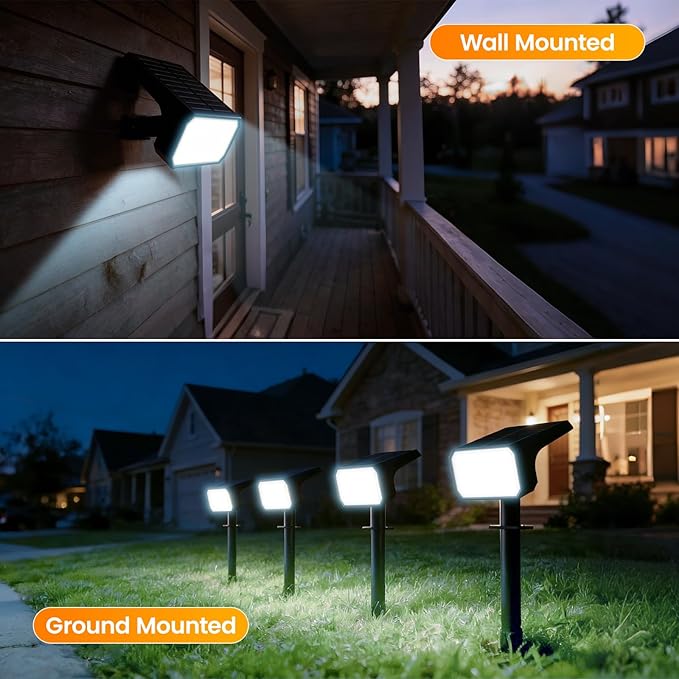 Fabrito Solar Spot Lights Outdoor 4 Pack, [108Leds, 4 Modes] Auto On/Off Spotlights, IP67 Waterproof Landscape | Lumora