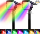 Peasur 2 Pack Solar Spot Lights Outdoor Color Changing, 7 Modes Halloween RGB Solar Powered Waterproof Spotlight | Lumora