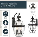 Quoizel Newbury Outdoor Wall Lantern, 20 Inch 2-Light Medici Bronze Wall Sconce, French Country Exterior Wall | Lumora