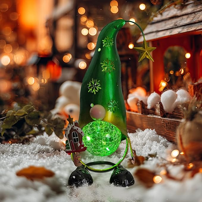 HONGLAND Christmas Gnomes Garden Decor Solar Outdoor Decorations Gnome Yard for Mom, Color Changing LED Lights with | Lumora