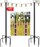 HEMMOTOP String Light Poles for Outside 10FT 2 Pack, Outdoor String Light Poles for Patio Decor Garden Deck | Lumora