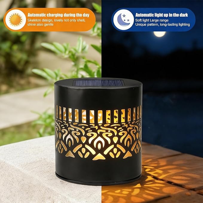 Decorative Solar Mandala Lights, Solar Mandala Lights Outdoor, Metal Waterproof LED Lamp for Garden Fence, Deck Steps, Patio Walls, Outdoor Landscape (1, Sunflower Warm Light)