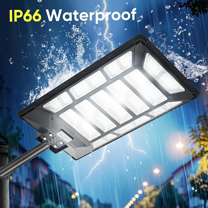 6000W Solar Street Lights Outdoor 600000LM 1028 Beads Commercial Parking Lot Lights Dusk to Dawn Waterproof Solar Security Flood Lights with Motion Sensor and Remote for Road Yard Driveway