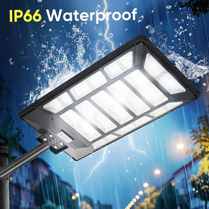 6000W Solar Street Lights Outdoor 600000LM 1028 Beads Commercial Parking Lot Lights Dusk to Dawn Waterproof Solar Security Flood Lights with Motion Sensor and Remote for Road Yard Driveway