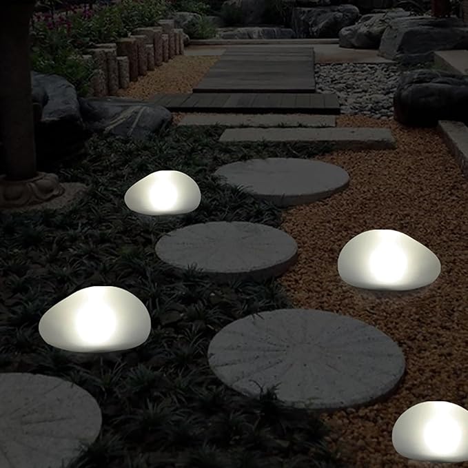 Solar Pebble Light, Waterproof Solar LED Garden Lighting Stone lamp Ground Lamp Outdoor Wall Lamp for Outdoor Landscape Yard Path Fence Lawn Tree Park Decoration Lights (White 1pcs)