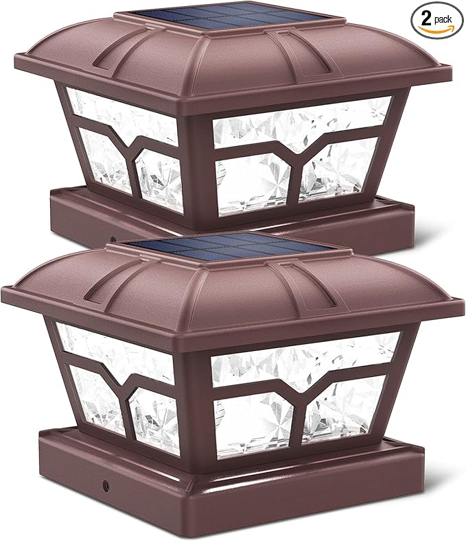 SIEDiNLAR Solar Post Cap Lights Outdoor 2 Color Modes 8 LEDs for 4x4 5x5 6x6 Posts Fence Deck Patio Decoration Warm | Lumora