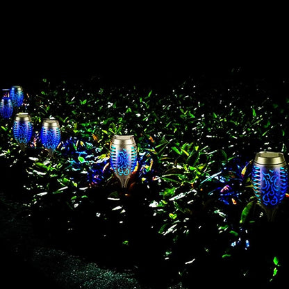 Solar Outside Torch Lights, Outdoor LED Flickering Flame for Garden Decor - 6 Pack, Waterpoorf Landscape Auto On Off Solar Powered Lights for Patio Lawn Yard Driveway Pathway