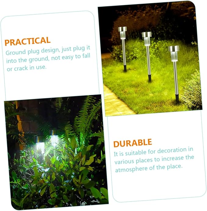 UPKOCH 6pcs Solar Garden Lights Outdoor Landscape Lamp with High-Efficiency Solar Panel Stainless Steel Design for Pathway Villa Park and Decoration