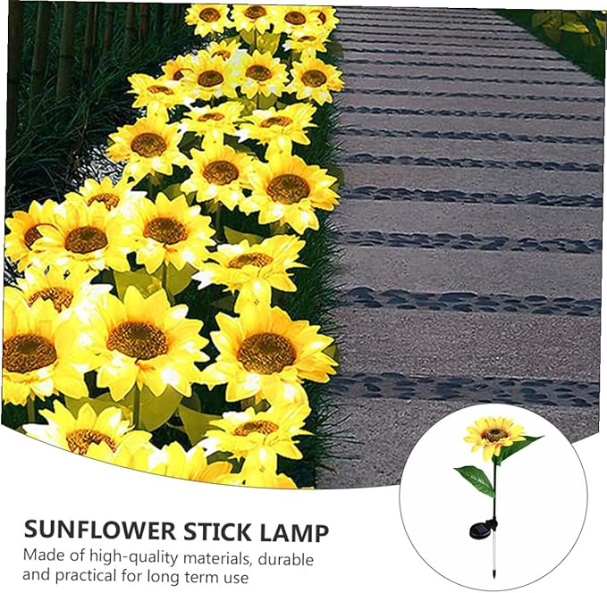 Solar Sunflower Stick Lamp 10 LED Outdoor Solar Garden Path Lights Lawn Yard Landscape Lighting Ground Plug Stake for Patio Decor Random Color