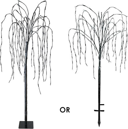 FUCHSUN 4.6 FT 200 LED Solar Lighted Willow Tree Outdoor, Light Up Weeping Willow Tree Garden Pathway Lights, Outside Decor Home Patio Yard Party Wedding Christmas Decorations (Cool White)