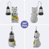 Solar Cat Garden Statue with Succulent Decor Hanging Lantern – Waterproof Resin Outdoor Figurine for Yard, Patio | Lumora