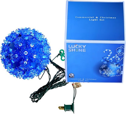 LUCKY SHINE 50 LED Blue Sphere Light, Commercial Grade 6" Starlight Sphere Lights, for Christmas Trees, Windows, Porches, Gate.