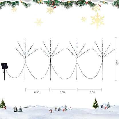 Solar Christmas Pathway Lights for Outside, 4 Pack Artificial Tree Snowflake Stake Lights, Waterproof Christmas Decorations for Yard Garden Patio Party Winter Decor (Multi-Colored)
