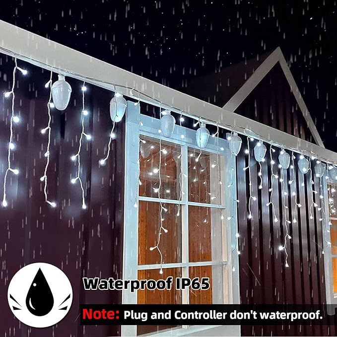 Lainin 3.5M/11ft 96 LED White Linkable Fairy Curtain String Light with 8 Modes Functional Controller for | Lumora
