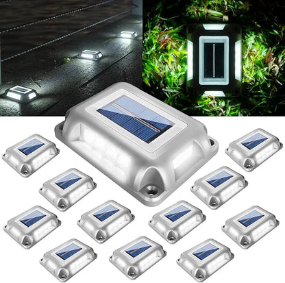 T-SUN Solar Driveway Lights, Solar Pathway Lights Outdoor, 12 Pack LED Ground Driveway Light 6000K Cold White Solar Deck Lights for Path Garden Sidewalk Stair Ground Pathway