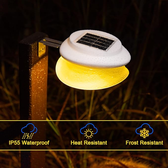 ROSHWEY Outdoor Fence Lights 6 Pack Solar Gutter Lights with 9 LED Waterproof for Wall Eaves Deck Railing Garden Landscape Yard (Warm White)